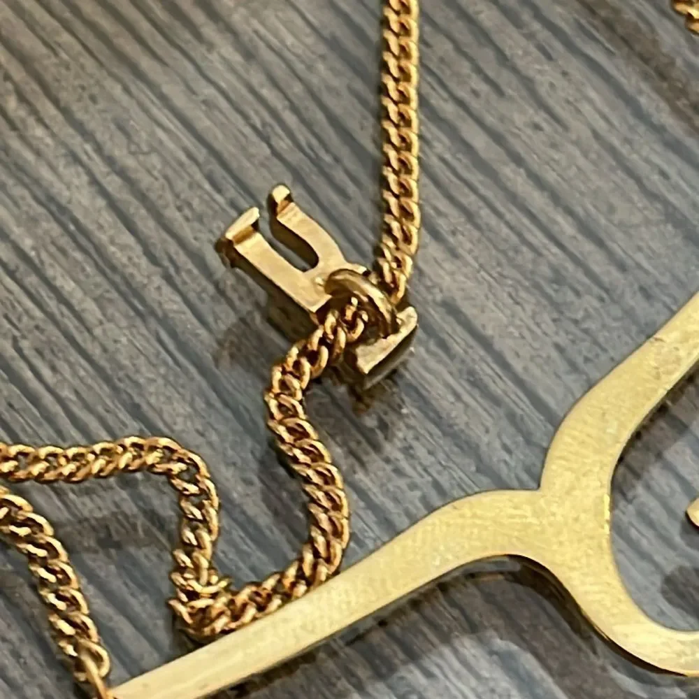 Vintage Tie Clasp - Chain with Initial “R” Monogram